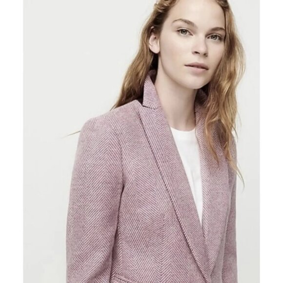 Parke Blazer In English Herringbone Wool 0 Mauve Pink Lavender - Picture 3 of 13